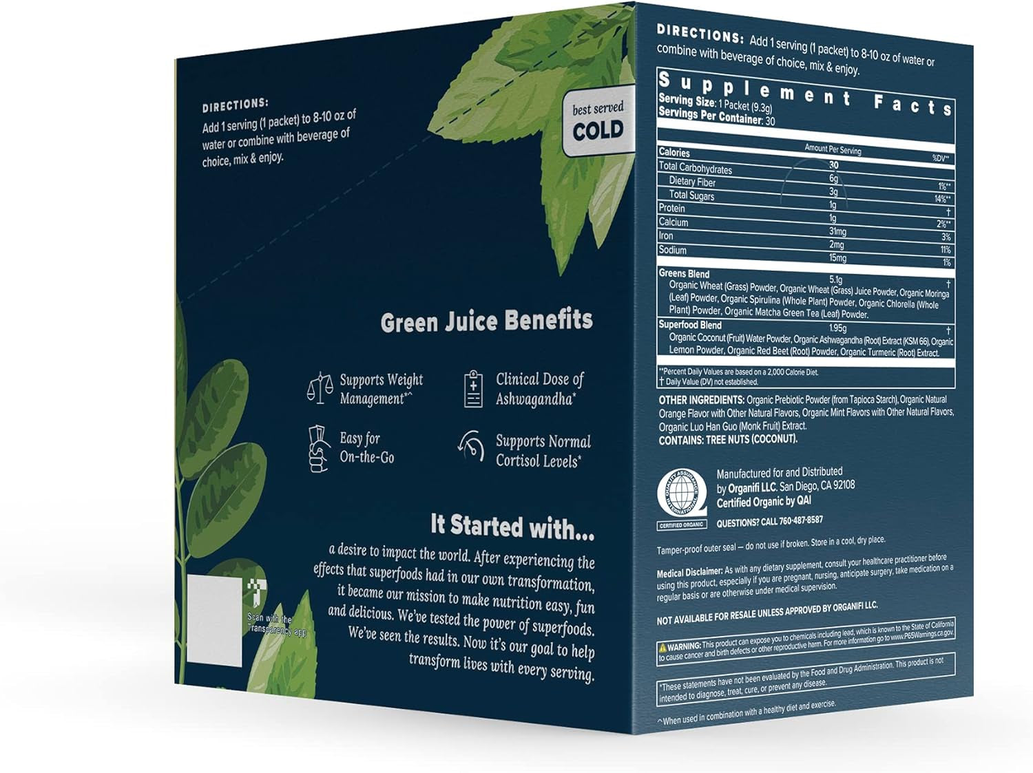 GO Packs Green Juice - Organic Superfood Supplement Powder - 30 Travel Packs