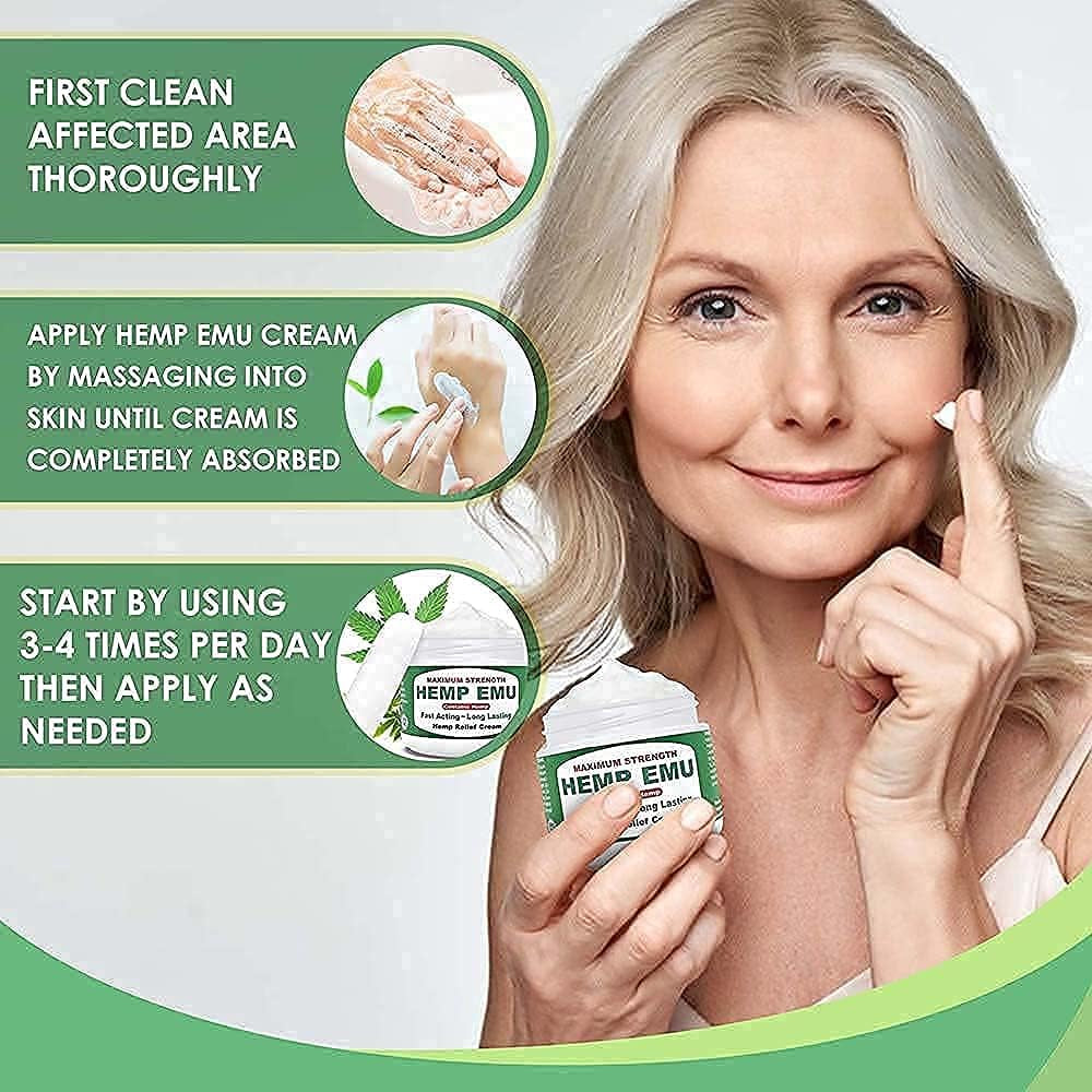 Hemp Cream - Organic Hemp Oil Muscle Rub - Naturally Soothe Discomfort in Joints, Back, Knees with Premium Menthol Cream & Eucalyptus Essential Cream - Made in USA - 4Oz