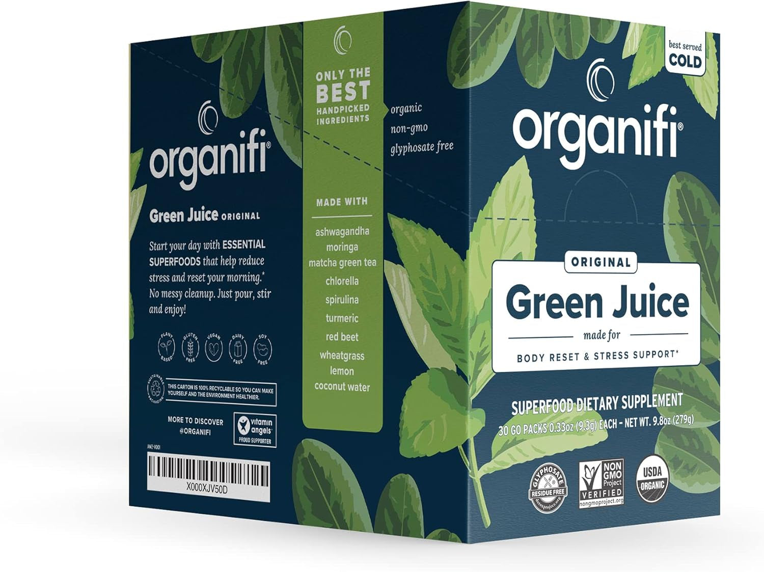 GO Packs Green Juice - Organic Superfood Supplement Powder - 30 Travel Packs