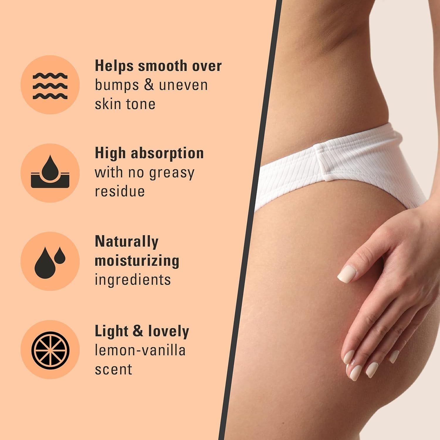 Bum Bum Cream with Lemon Vanilla Scent 2-In-1 Skin Care Cellulite Cream and Massage Lotion - Non-Greasy Skin Tightening Cream for Firm Butt, Belly & Thighs with Cupuaçu Collagen and Caffeine - 8 Fl Oz