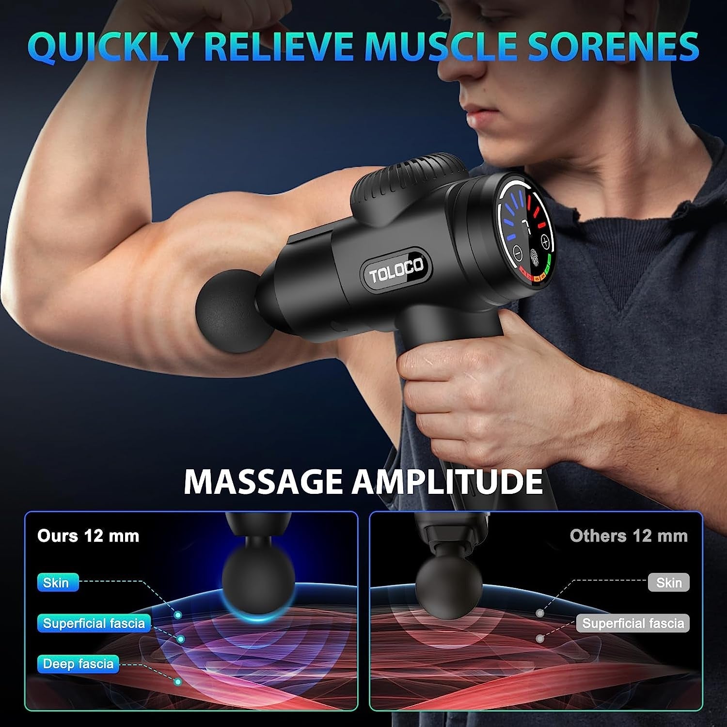 Massage Gun, Deep Tissue Back Massage for Athletes for Pain Relief, Percussion Massager with 10 Massages Heads & Silent Brushless Motor, Black