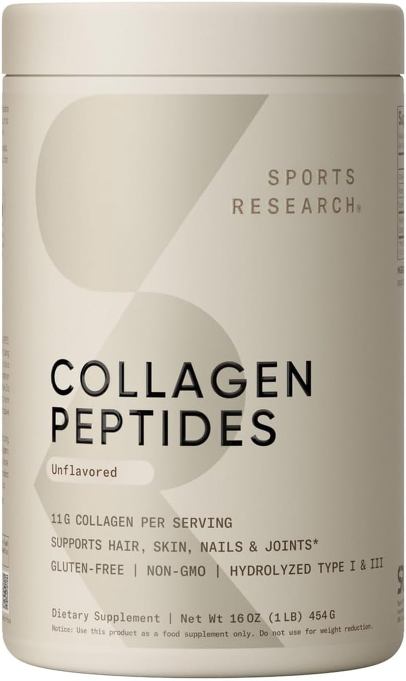 Collagen Peptides for Women & Men, Unflavored, 16 Oz., Hydrolyzed Type 1 & 3 Collagen Powder Protein Supplement for Healthy Skin, Nails, Bones & Joints