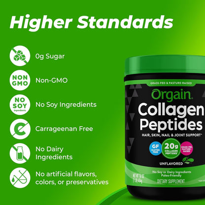 Hydrolyzed Collagen Peptides Powder for Women &amp; Men, 20G Grass Fed Collagen, Unflavored - Hair, Skin, Nail, &amp; Joint Support Supplement, Paleo &amp; Keto, Non-Gmo, Type I and III, 1Lb