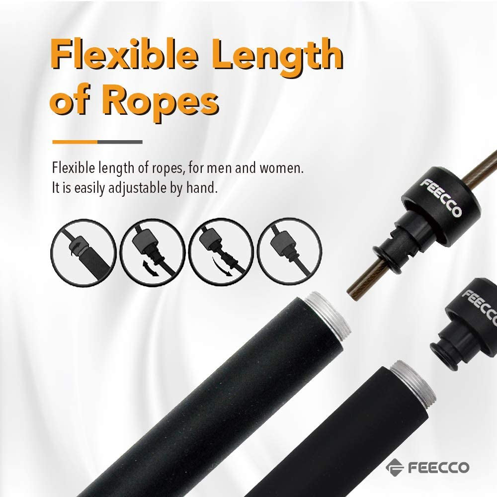 1/2 Lb Weighted Jump Rope for Boxing, Cardio, Crossfit Workout, 8~11Ft Range Adjustable Length Steel Ropes with Ball Bearings and Metal Handles, Suitable for Men and Women