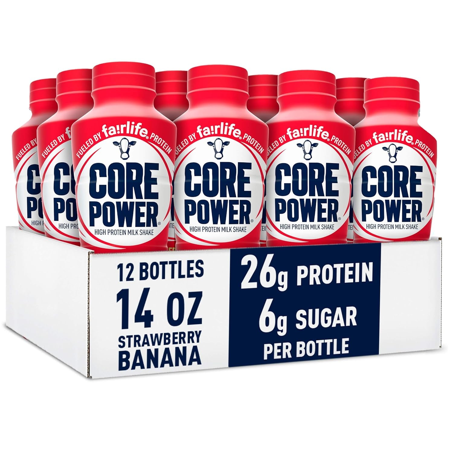 Protein Shake, Strawberry Banana, 26G Bottle, 14Oz, 12 Pack