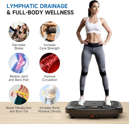 Vibration Plate Exercise Machine Weight Loss, Full Body Workout Vibration Plate Lymphatic Drainage, 199 Adjustable Speeds Power Shaping Waver Vibrating Plate 450 Lbs Capacity Fitness Platform