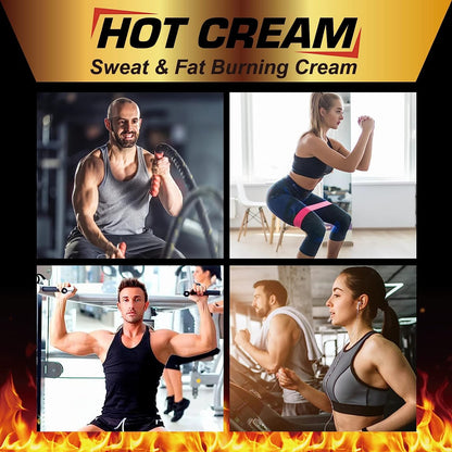 Hot Sweat Cream, Fat Burning Cream for Belly Natural Weight Loss Cream Weight Loss Workout Enhancer for Women and Men Cellulite Treatment for Thighs Legs Abdomen Arms and Buttocks