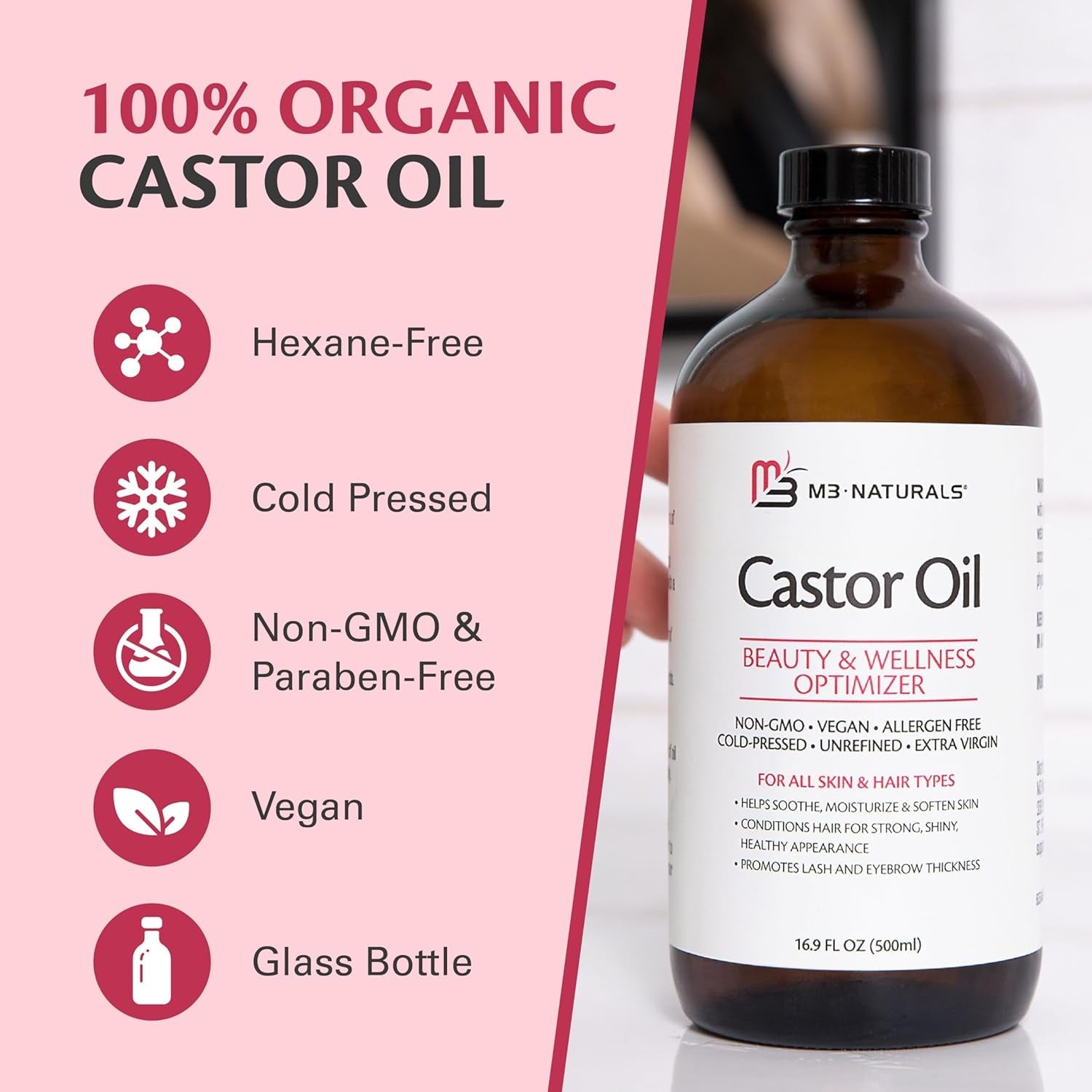 100% Pure Castor Oil 500Ml - Hexane Wellness &amp; Relaxation