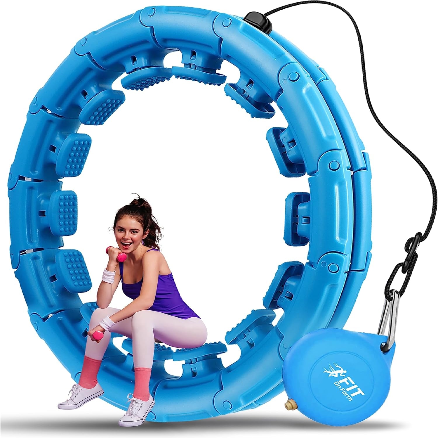 Infinity Weighted Hula Fit Hoop for Adult Weight Loss, 2 in 1 Smart Fitness Exercise Hoop for Women Abs Workout, 24/28/32 Detachable Knots