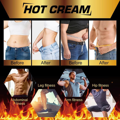 Hot Sweat Cream, Fat Burning Cream for Belly Natural Weight Loss Cream Weight Loss Workout Enhancer for Women and Men Cellulite Treatment for Thighs Legs Abdomen Arms and Buttocks