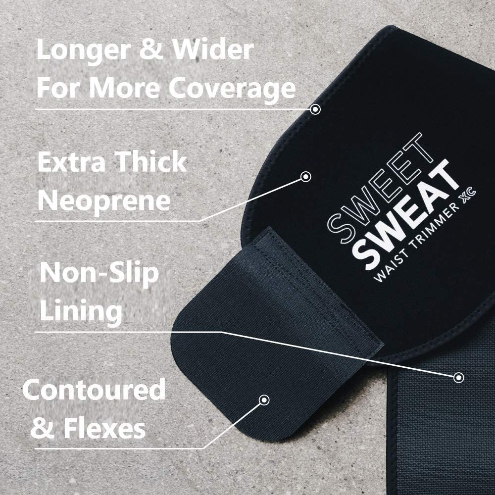 Sweet Sweat Waist Trimmer for Women and Men - Sweat Band Waist Trainer for High-Intensity Training &amp; Workouts