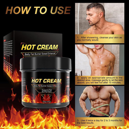 Hot Sweat Cream, Fat Burning Cream for Belly Natural Weight Loss Cream Weight Loss Workout Enhancer for Women and Men Cellulite Treatment for Thighs Legs Abdomen Arms and Buttocks