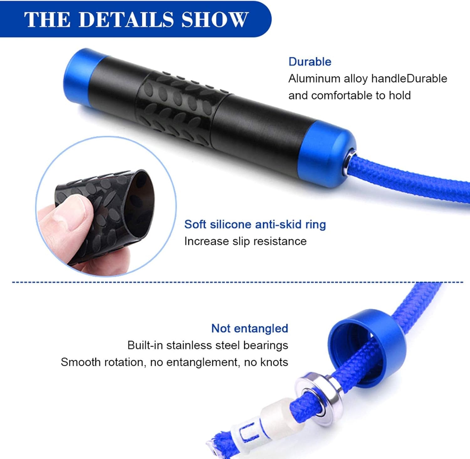 Weighted Jump Rope for Workout Fitness(1Lb), Tangle-Free Ball Bearing Rapid Speed Skipping Rope for MMA Boxing Weight-Loss,Aluminum Handle Adjustable Length 9MM Fabric Cotton+9Mm Solid PVC Rope