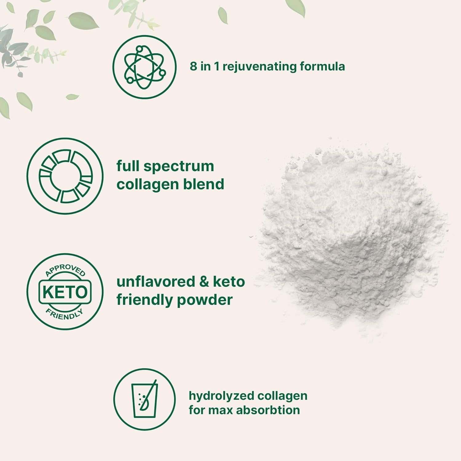 Multi Collagen Protein Powder, 2Lbs – Hydrolyzed Collagen Peptides | Type I,II,III,V,X with Biotin 10000Mcg, Hyaluronic Acid, Vitamin C – Unflavored – Keto &amp; Paleo Friendly, Easy Dissolve, Non-Gmo