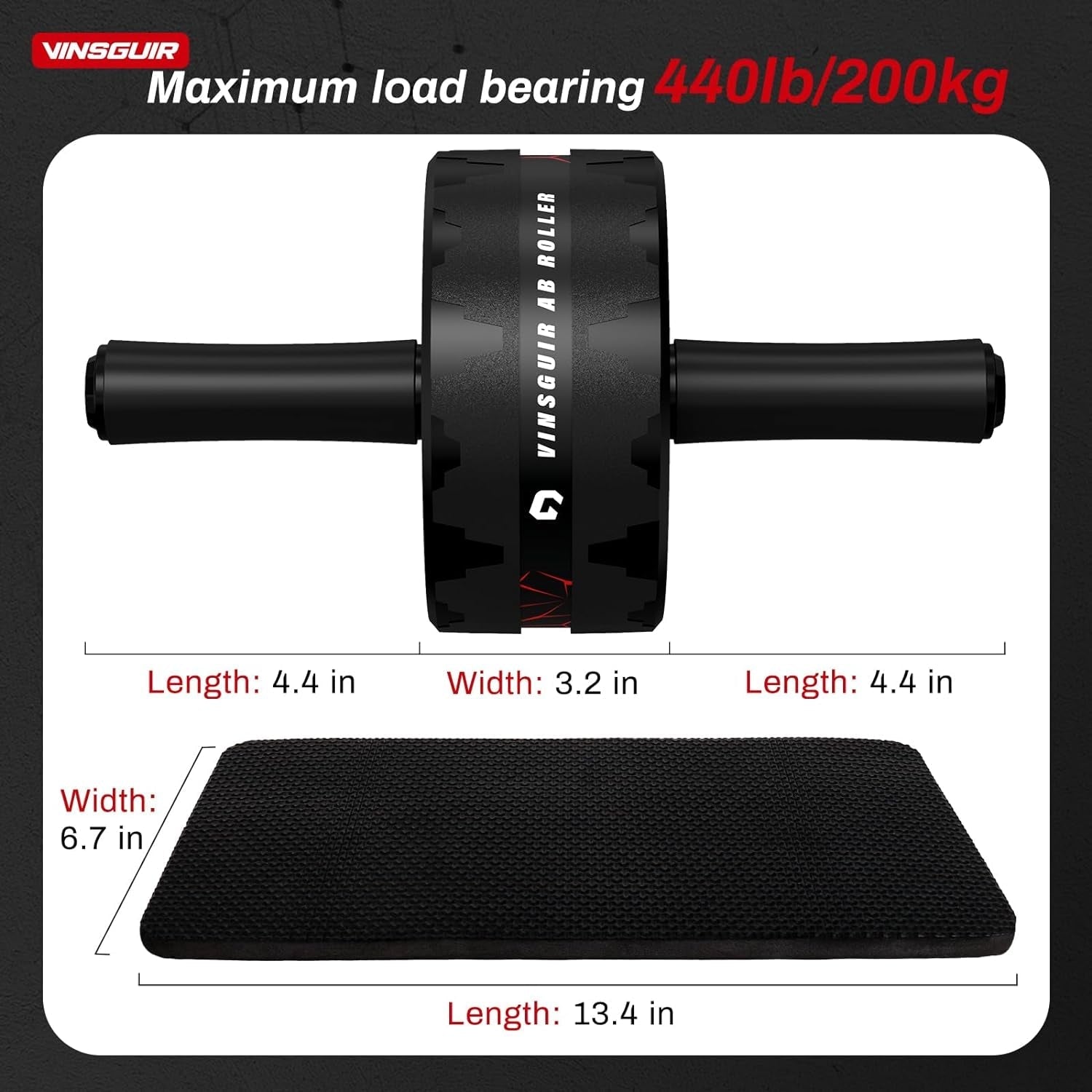 Ab Roller Wheel – Core &amp; Abs Workout Equipment with Knee Pad.