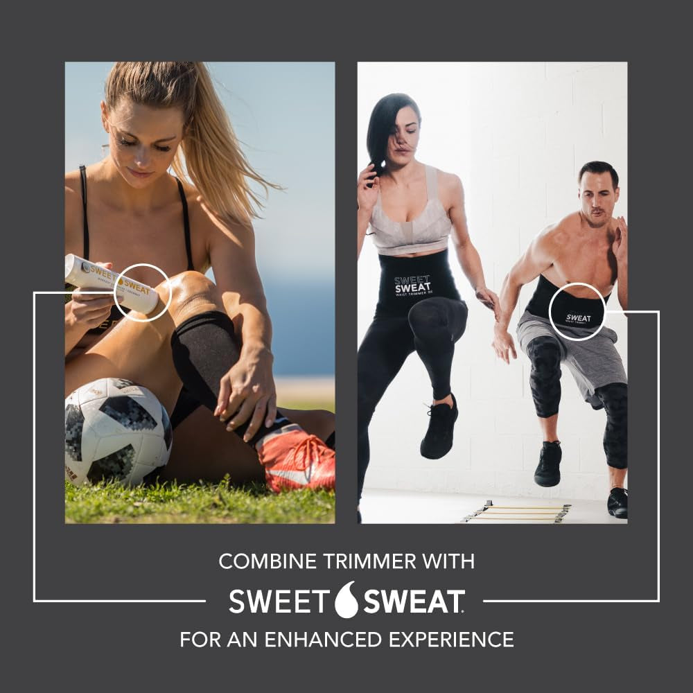 Sweet Sweat Waist Trimmer for Women and Men - Sweat Band Waist Trainer for High-Intensity Training &amp; Workouts