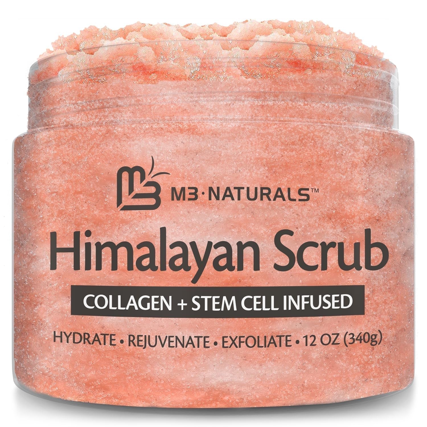 Himalayan Salt Scrub, Face, Foot, and Body Exfoliator with Collagen and Stem Cells, Exfoliating Scrub for Toning, Cellulite, and Beauty &amp; Personal Care